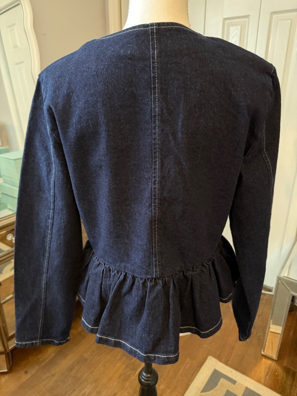 Steve Madden Dark Indigo Denim Peplum Jacket Medium ❤️❤️ - Picture 2 of 6